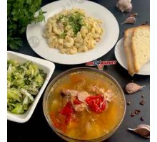 Хашлама, макароны по-флотски, салат весенний + ASH-комплемент