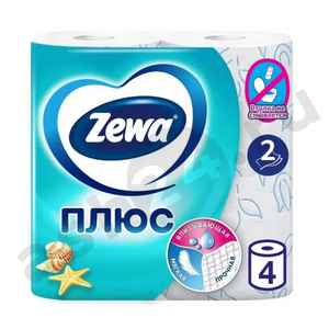 Туалетная бумага ZEWA плюс 2 слоя 4 рулона