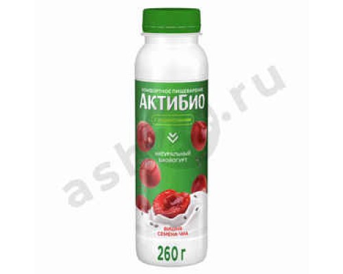 Молочные продукты Йогурт АКТИБИО вишня семена чиа 1,5% 260г бутылка (2756)