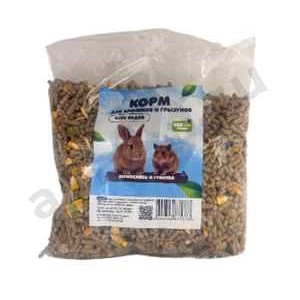 Корм для кроликов и грызунов всех видов зерносмесь и гранула 500г