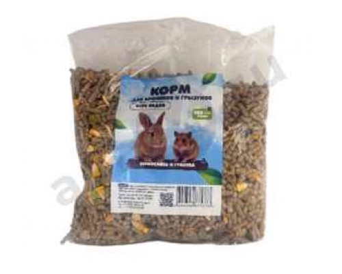 Корм для кроликов и грызунов всех видов зерносмесь и гранула 500г