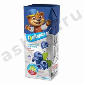 Молочные продукты Коктейль ТОПТЫЖКА черника 3,2% 200г т/п (9896)