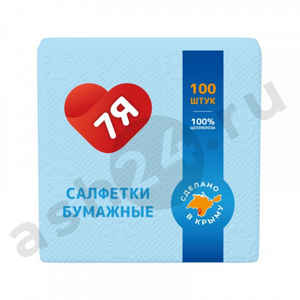 Салфетки бумажные 7Я 240х240 голубые 100шт