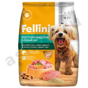 Корм для собак FELLINI постная индейка и бурый рис 600г
