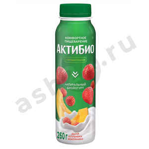 Молочные продукты Йогурт АКТИБИО дыня клубника земляника 1,5% 260г бутылка (3029)