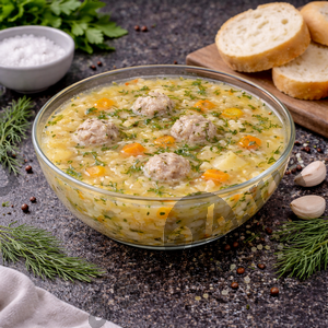 Первые блюда Суп рисовый с фрикадельками (300г)