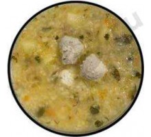 Первые блюда Суп рисовый с фрикадельками (300г)