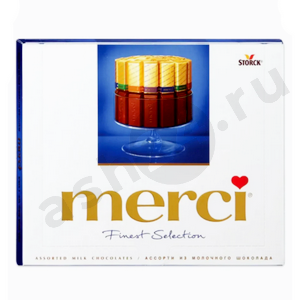 Сладости Шоколад MERCI ассорти 4 вида 250г