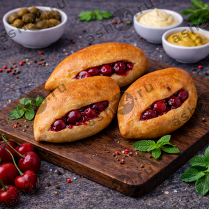 Выпечка Пирожок печеный с вишней