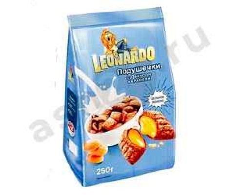 Бакалея Завтрак готовый LEONARDO подушечки со вкусом карамели 250г м/у
