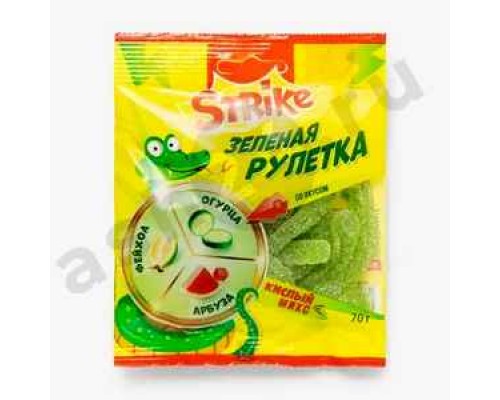 Сладости Мармелад STRIKE зеленая рулетка 70г