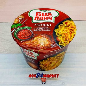 Бакалея Лапша БИГ ЛАНЧ говядина, грибы и зелень 90г ведро