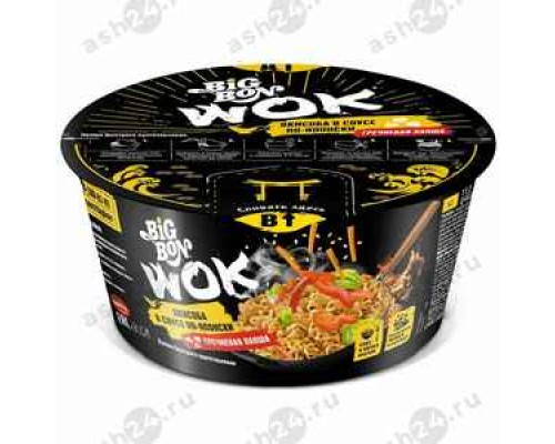 Бакалея Лапша БИГ БОН WOK гречневая якисоба в соусе по-японски 85г ведро