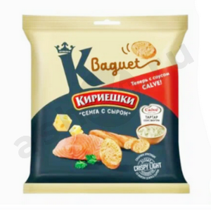 Снеки Сухарики КИРИЕШКИ maxi семга с сыром + соус тар-тар 45г