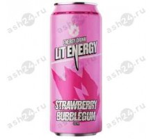 Энергетик ЛИТ клубника баблгам 0,5л ж/б