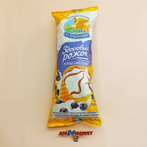 Мороженое КОРОВКА ИЗ КОРЕНОВКИ черная смородина рожок 120г