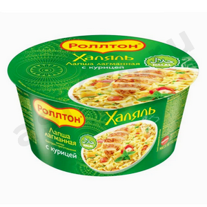 Бакалея Лапша РОЛЛТОН ХАЛЯЛЬ лагманная с курицей 90г ведро