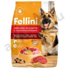 Корм для собак FELLINI мясное ассорти с полезными злаками 600г