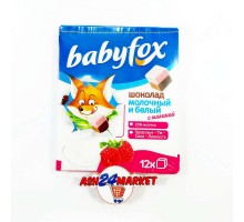 Шоколад BABY FOX молочный и белый с малиной 90г