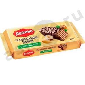 Сладости Вафли ЯШКИНО глазированные с орешками 200г