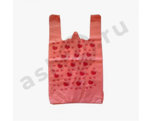 Пакет майка АГРОПОЛИМЕР 28*49 сердца розовый 100шт