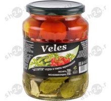 Консервы Ассорти огурцы и помидоры VELES 700г с/б