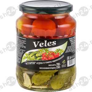 Бакалея Консервы Ассорти VELES огурцы и помидоры 700г с/б