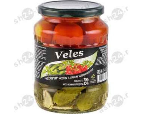 Бакалея Консервы Ассорти VELES огурцы и помидоры 700г с/б