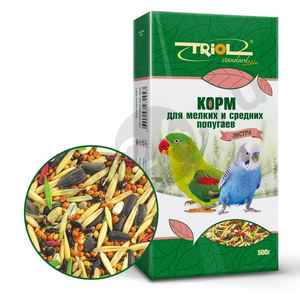 Корм TRIOL для мелких и средних попугаев 500г (коробка)
