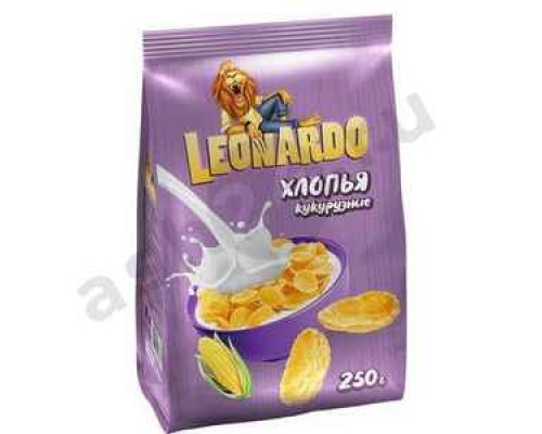 Бакалея Завтрак готовый LEONARDO хлопья кукурузные 250г м/у
