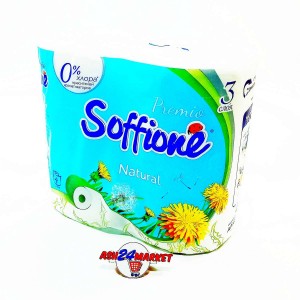 Туалетная бумага SOFFIONE белая 3 слоя 4 рулона