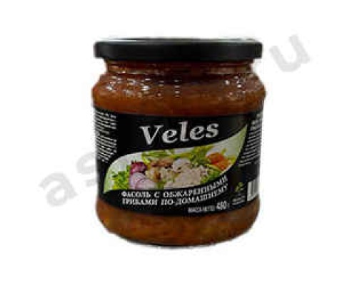 Бакалея Консервы Фасоль VELES с грибами  по-домашнему 480г с/б