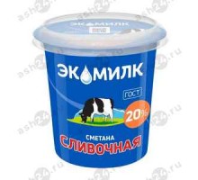 Сметана ЭКОМИЛК 20% 300г стакан (4505)