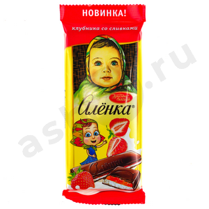 Сладости Шоколад АЛЕНКА клубника со сливками 87г