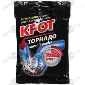 Средство для устранения засоров КРОТ торнадо 90г