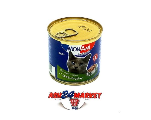 Корм для кошек MonAmi кусочки в соусе с кроликом 250г