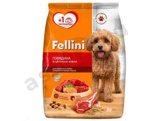 Корм для собак FELLINI говядина и цельные злаки 600г