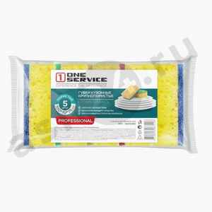Губка для посуды ONE SERVICE крупнопористые 5шт