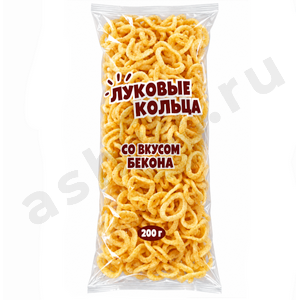 Снеки Кольца луковые со вкусом бекона 200г