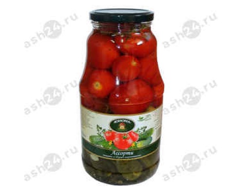 Бакалея Консервы Ассорти ЮНОНА огурцы и помидоры 1800г с/б