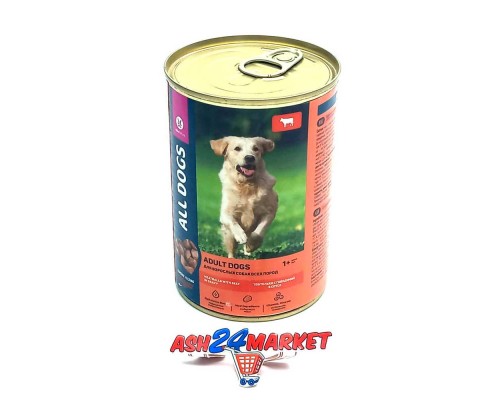Корм для собак ALL DOGS тефтельки с говядиной в соусе 415г ж/б