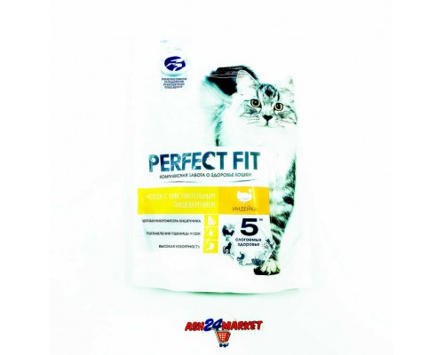 Корм для кошек PERFECT FIT для кошек с чувствительным пищеварением индейка 190г