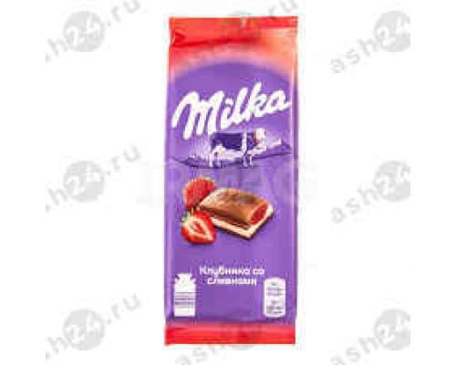 Сладости Шоколад МИЛКА клубника со сливками 90г