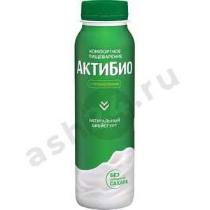 Молочные продукты Йогурт АКТИБИО натуральный 1,8% 260г бутылка (2732)