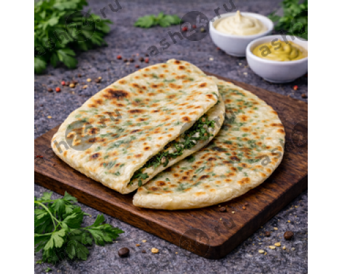 Выпечка Женгялов хац (лепешка с зеленью и сыром)