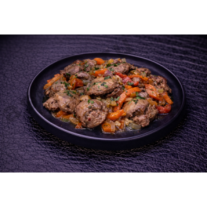 Вторые блюда Печень куринная с овощами (250г)