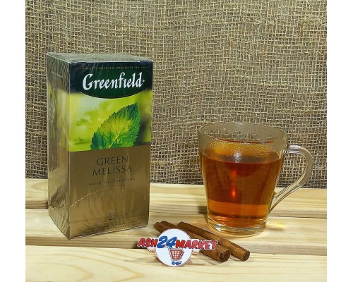 Чай ГРИНФИЛД зеленый байховый с листьями мелисы и мяты 25пак