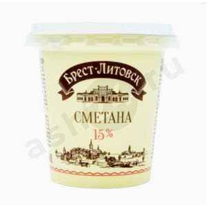 Молочные продукты Сметана БРЕСТ-ЛИТОВСК 15% 315г стакан (6100)
