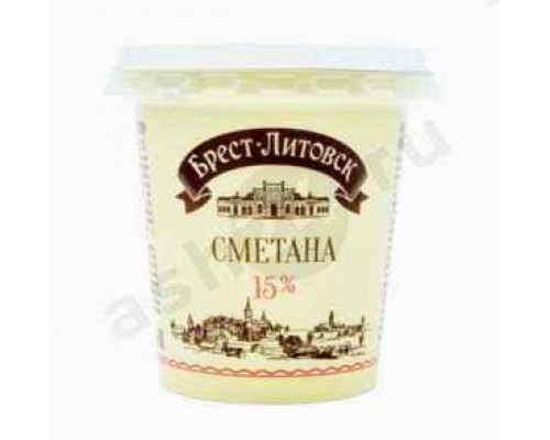 Молочные продукты Сметана БРЕСТ-ЛИТОВСК 15% 315г стакан (6100)
