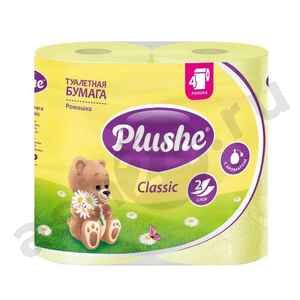 Туалетная бумага PLUSHE ромашка 4 рулона 2 слоя